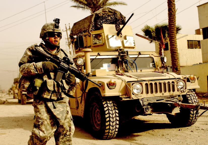 U.S. troops on patrol through Karadah in Iraq