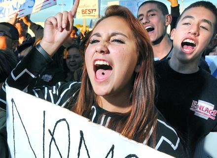 High school students on the march against standardized testing