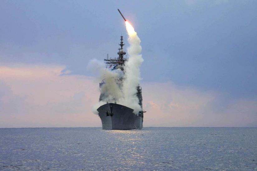 A Tomahawk Cruise missile launched from a U.S. Navy ship