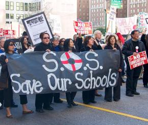 LA teachers marching against layoffs and education cuts in April