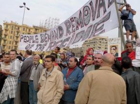 Demonstrating against the Mubarak regime in Cairo's Tahrir Square