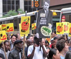 New Yorkers march on Wall Street against cuts in programs for poor and working people, while profits and bonuses soar