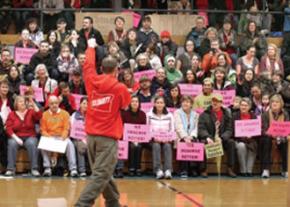 Teachers and their supporters gather for a rally at Gresham High School