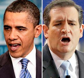 Barack Obama and Ted Cruz
