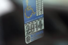 A disabled parking permit issued in Illinois