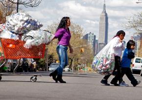 A homeless mother and her children on the streets of New York City