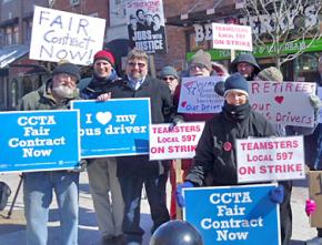 Supporters join Burlington bus drivers on their picket lines