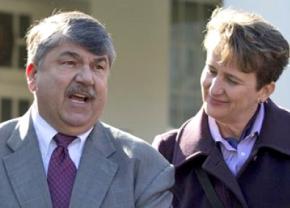 AFL-CIO President Richard Trumka alongside SEIU President Mary Kay Henry