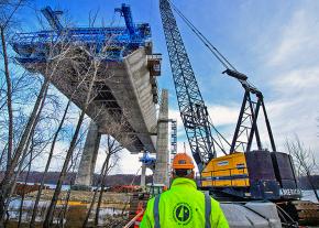 A highway bridge under construction in Minnesota