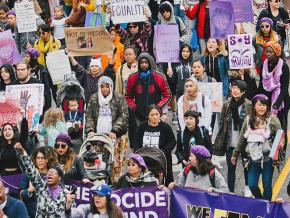 Protesters take to the streets of Los Angeles on International Women's Day